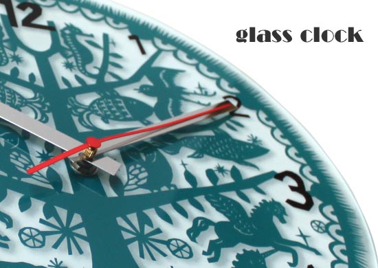 オシャレなガラスクロックフォレスト｜ターコイズ【インテリア掛け時計の通販】 - feliz[フェリース]